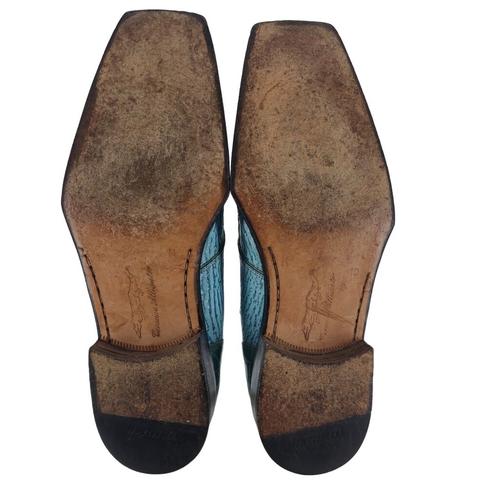 Vintage Mauri Alligator Sharkskin Italy Mens 10M Light Blue Leather Dress Shoes - Picture 3 of 11